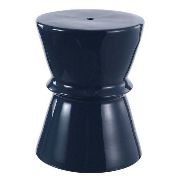 Savello, 17.72 Inch, Navy, Ceramic Garden Stool