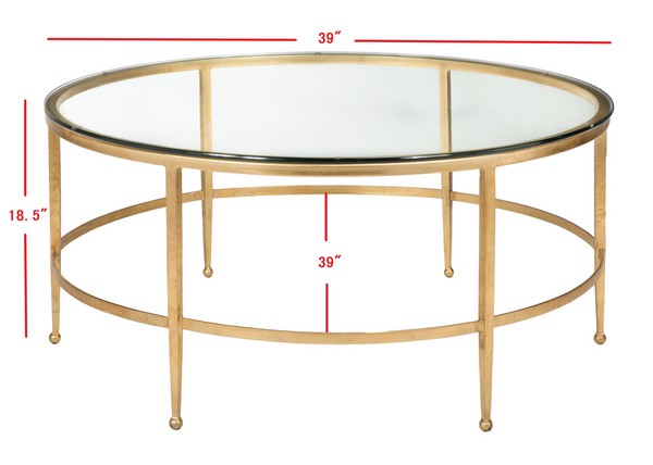 Edmund Antique Gold Glass Cocktail Table