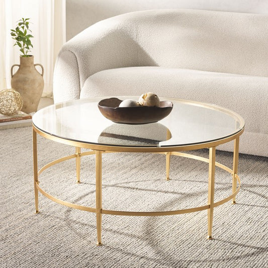 Edmund Antique Gold Glass Cocktail Table