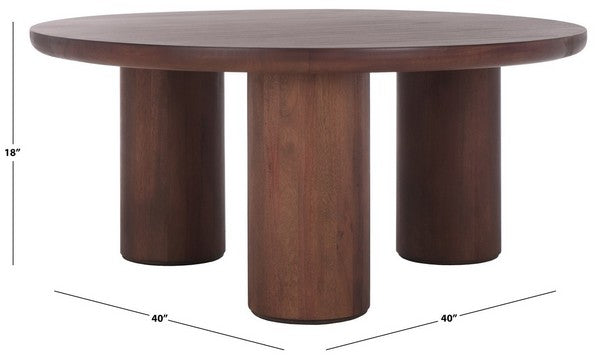 Mork 3 Leg Round Coffee Table-Brown