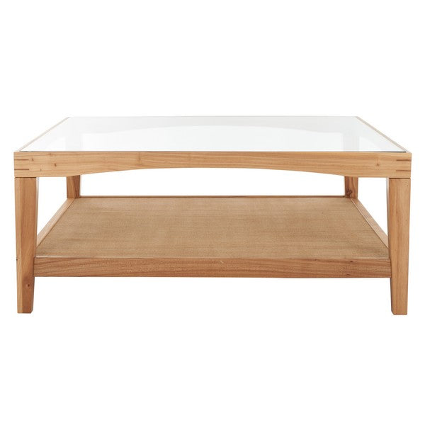 Nicolella Square Glass And Linen Coffee Table