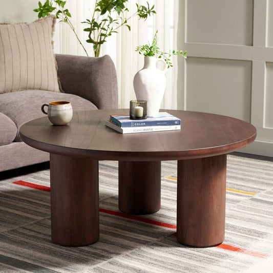 Mork 3 Leg Round Coffee Table-Brown