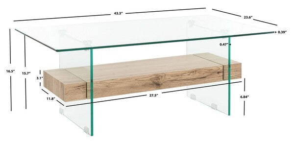 Kayley Rectangular Modern Glass Coffee Table
