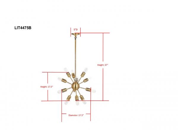 Raging 12 Light Gold 17.5-Inch Dia Solace Pendant Lamp