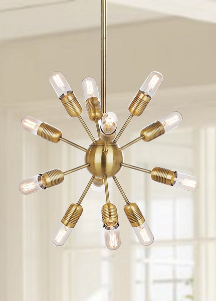Raging 12 Light Gold 17.5-Inch Dia Solace Pendant Lamp