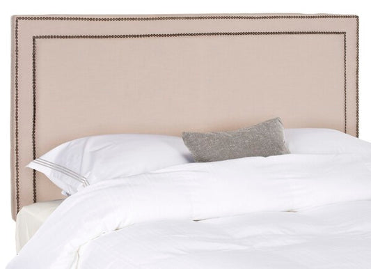 Cory Taupe Headboard Brass Nail Head