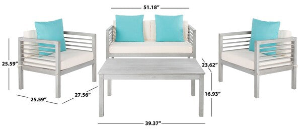 Alda 4 Piece Outdoor Set With Accent Pillows