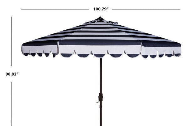Maui Single Scallop Striped 9ft Crank Auto Tilt Umbrella