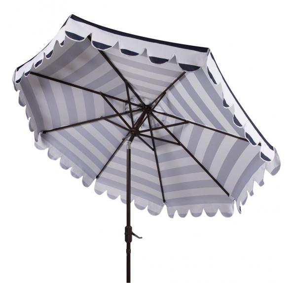 Maui Single Scallop Striped 9ft Crank Auto Tilt Umbrella