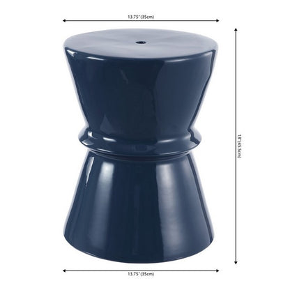 Savello, 17.72 Inch, Navy, Ceramic Garden Stool