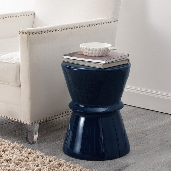 Savello, 17.72 Inch, Navy, Ceramic Garden Stool