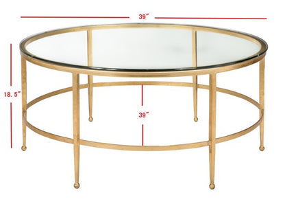 Edmund Antique Gold Glass Cocktail Table