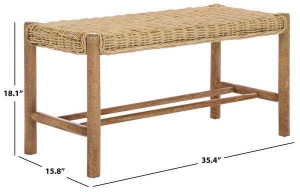 Enrique Bench W/ Rattan Weavin