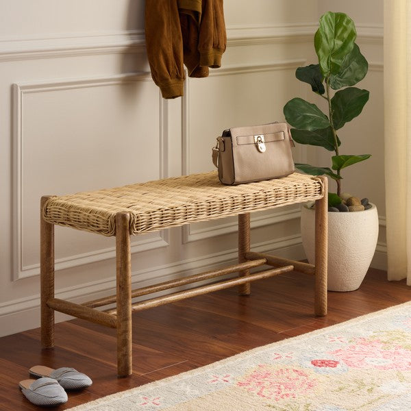 Enrique Bench W/ Rattan Weavin