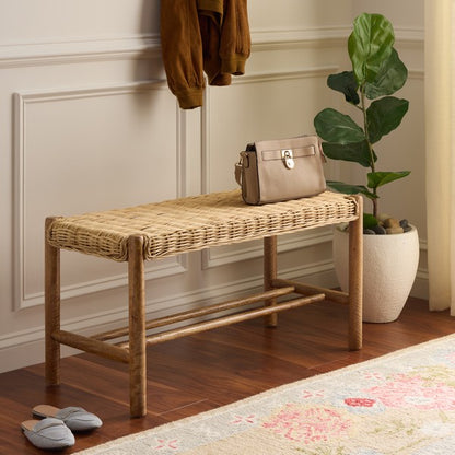 Enrique Bench W/ Rattan Weavin