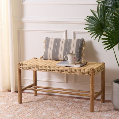 Enrique Bench W/ Rattan Weavin