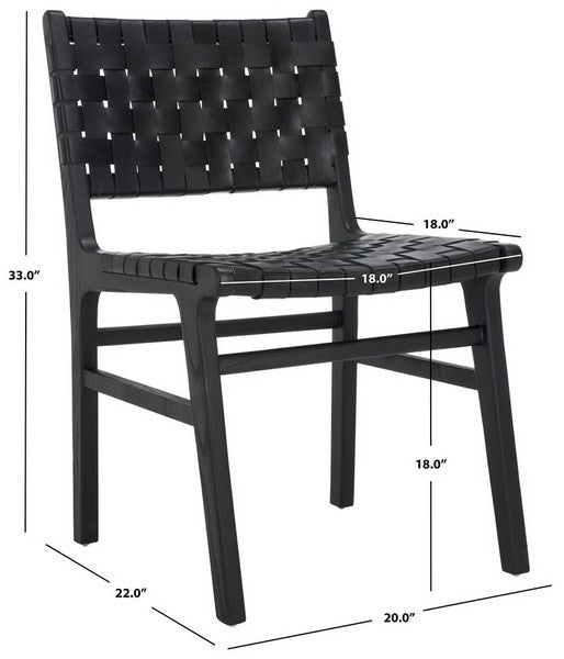 Taika Woven Leather Dining Chair-Set of 2