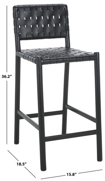 Jeremiah Woven Leather Counter Stool