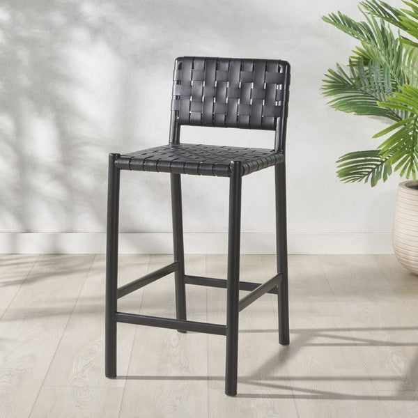 Jeremiah Woven Leather Counter Stool