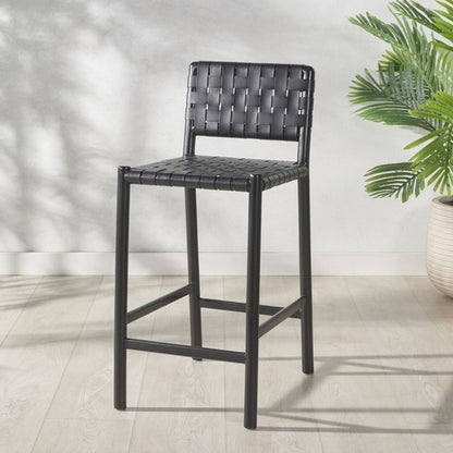 Jeremiah Woven Leather Counter Stool
