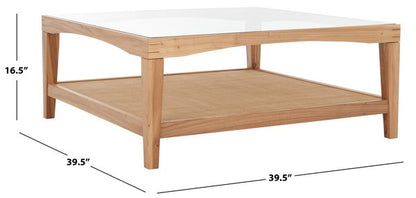 Nicolella Square Glass And Linen Coffee Table