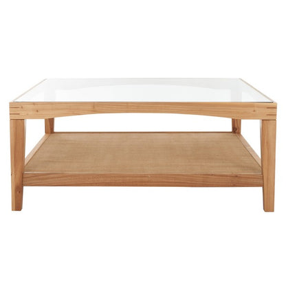 Nicolella Square Glass And Linen Coffee Table