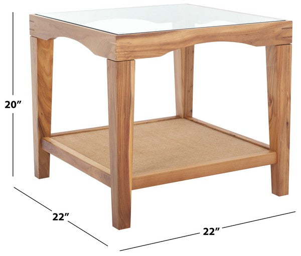 Nicolella Square Glass And Linen Accent Table
