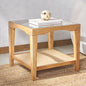 Nicolella Square Glass And Linen Accent Table