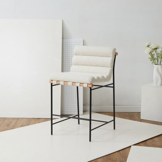Macibella Channel Tufted Boucle Counter Stool