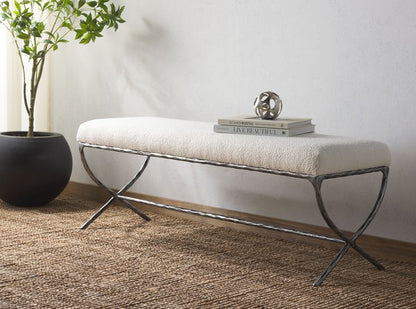 Janeen Boucle And Metal Bench
