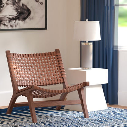 Luna Leather Woven Accent Chair
