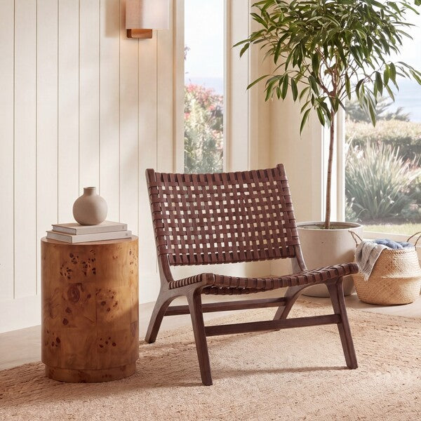 Luna Leather Woven Accent Chair