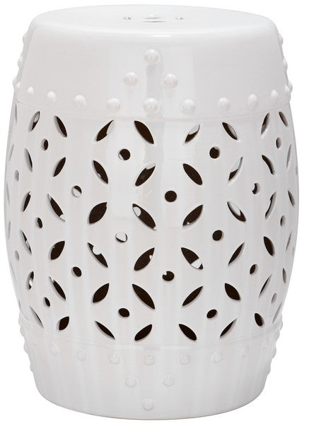 White Lattice Coin Garden Stool