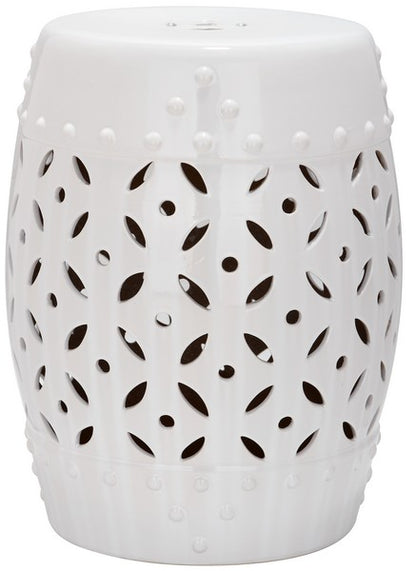 White Lattice Coin Garden Stool