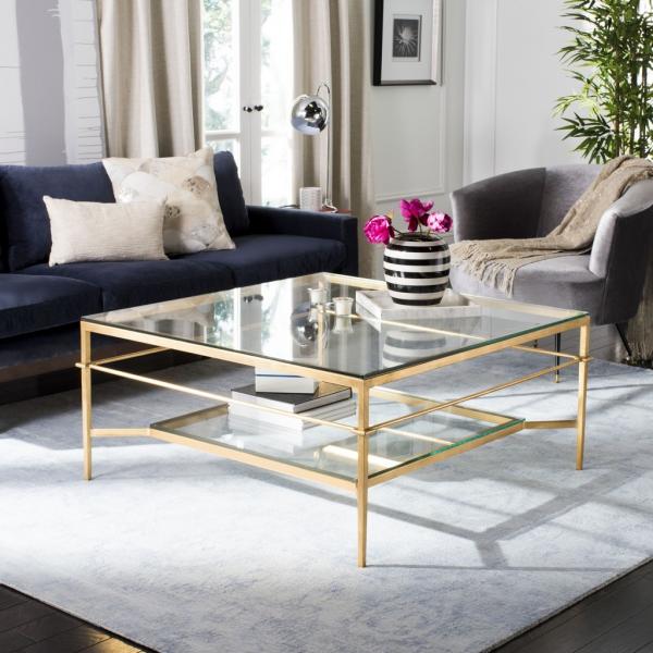 Mieka Gold Leaf Glass Cocktail Table
