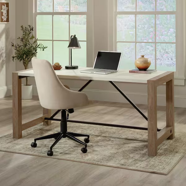Dixon City Executive Desk with Pebbled White Accent Top
