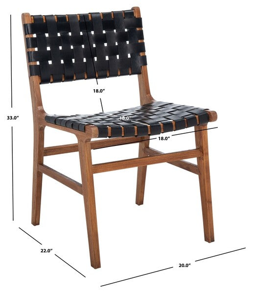 Taika Woven Leather Dining Chair-Set of 2