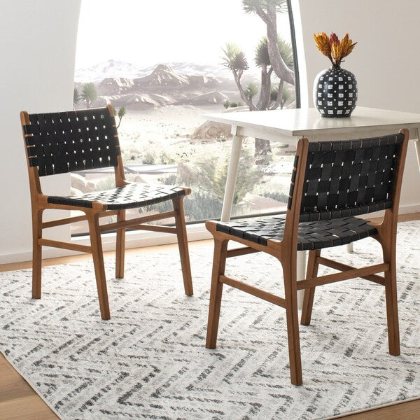 Taika Woven Leather Dining Chair-Set of 2