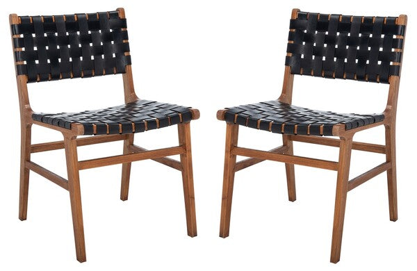 Taika Woven Leather Dining Chair-Set of 2
