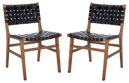 Taika Woven Leather Dining Chair-Set of 2