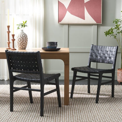 Taika Woven Leather Dining Chair-Set of 2