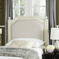 Antique Beige Wood Beige Linen Headboard