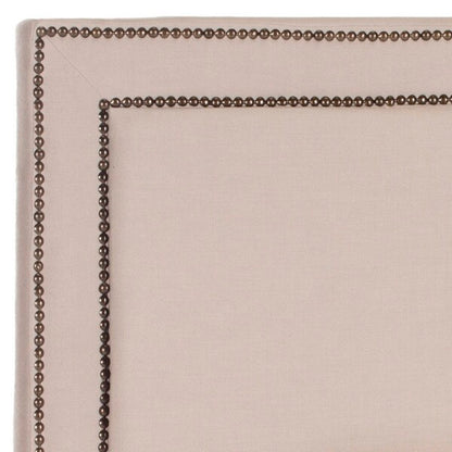 Cory Taupe Headboard Brass Nail Head