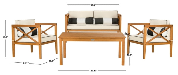 Nunzio 4 Piece Outdoor Set With Accent Pillows