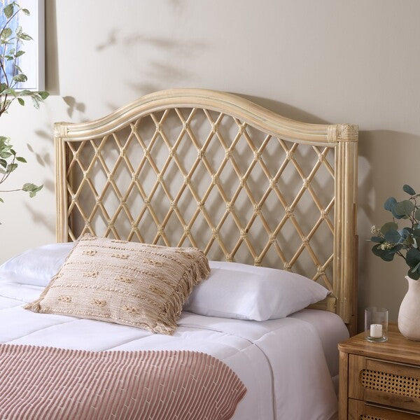 Gabrielle White Washed Wicker Headboard